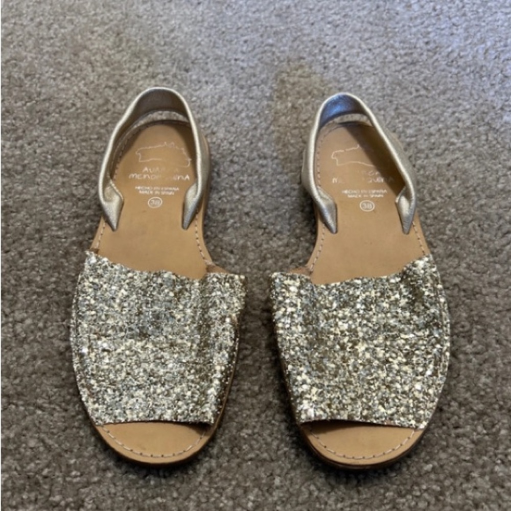 Gold glitter sandals